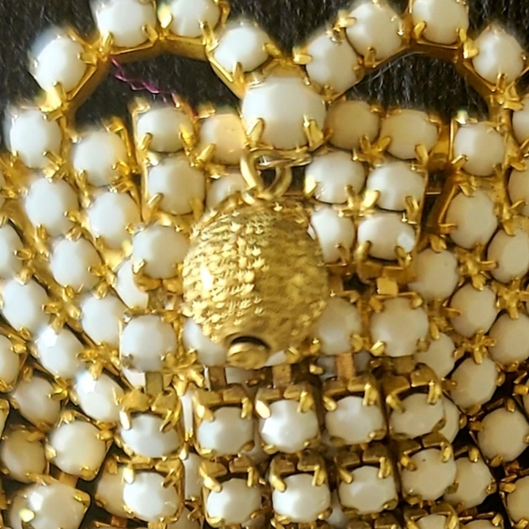 Striking Vintage White and Gold Statement Pin - Special - Unusual   - Picture 2 of 4